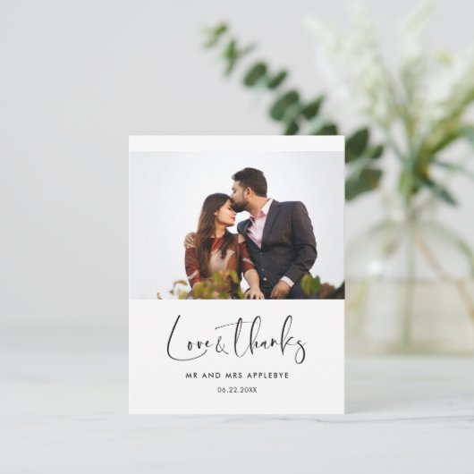 Elegant & moderne bruiloft Foto Bedankkaart (Staand voorkant)