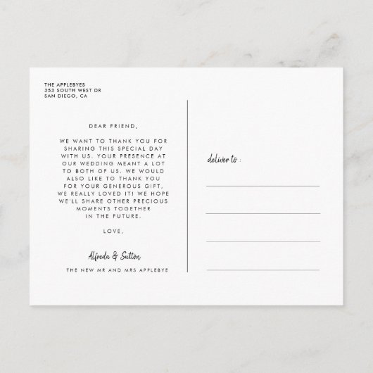 Elegant & moderne bruiloft Foto Briefkaart (Achterkant)