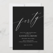 Elegant Moderne Calligrafie 40th Birthday Kaart (Voorkant)