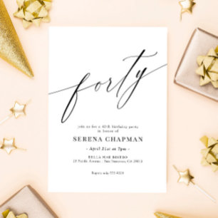 Elegant Moderne Calligrafie 40th Birthday Kaart
