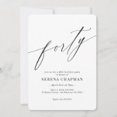 Elegant Moderne Calligrafie 40th Birthday Kaart (Voorkant)