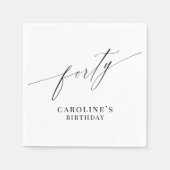 Elegant Moderne Calligrafie 40th Birthday Servet (Voorkant)