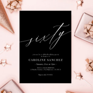 Elegant Moderne Calligrafie 60th Birthday Kaart