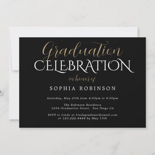 Elegant Moderne Calligrafie Graduation Party Kaart (Voorkant)