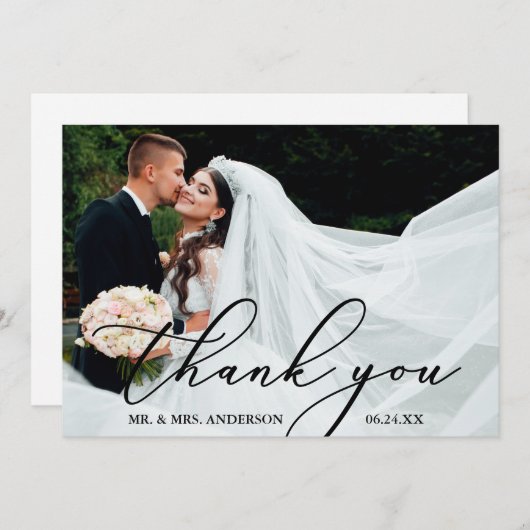 Elegant Moderne Calligrafie Hartelijk dank voor de Bedankkaart (Voorkant / Achterkant)