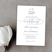 Elegant Moderne Calligrafie Magnolia Crest Wedding