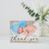 Elegant Moderne Calligrafie Nieuwe baby Dank je B Briefkaart (Staand voorkant)