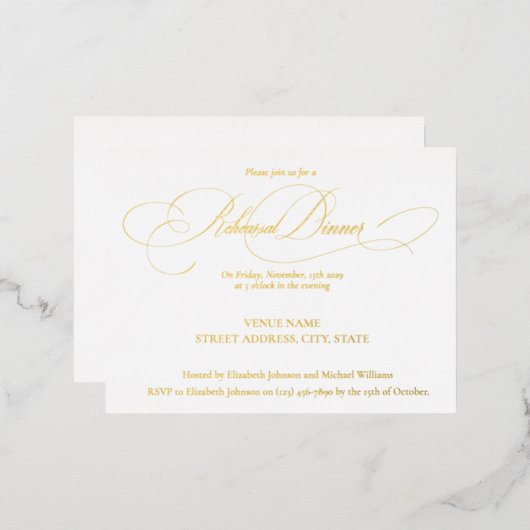 Elegant Moderne Calligrafie-repetitie Folie Uitnodiging Briefkaart (Voorkant / Achterkant)