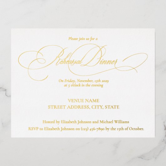 Elegant Moderne Calligrafie-repetitie Folie Uitnodiging Briefkaart (Voorkant)