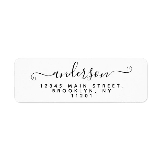 Elegant Moderne Calligrafie Script Zwarte achterna Etiket (Voorkant)