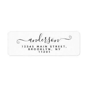 Elegant Moderne Calligrafie Script Zwarte achterna Etiket