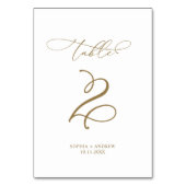 Elegant Moderne Calligrafie Tabel 2 Weddenschap Kaart (Achterkant)