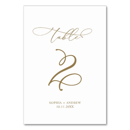 Elegant Moderne Calligrafie Tabel 2 Weddenschap Kaart (Voorkant)