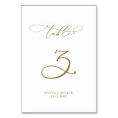 Elegant Moderne Calligrafie Tabel 3 Weddenschap Kaart (Voorkant)