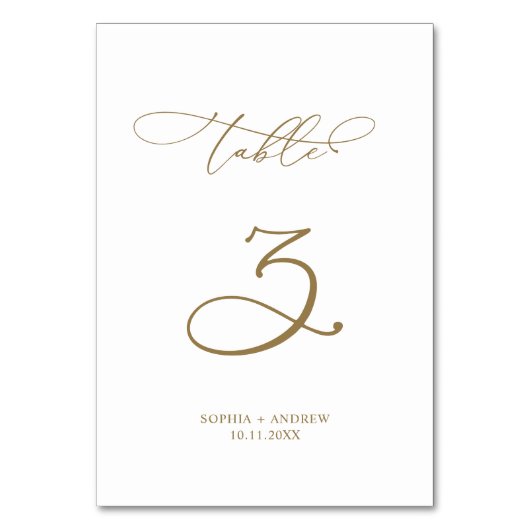 Elegant Moderne Calligrafie Tabel 3 Weddenschap Kaart (Voorkant)