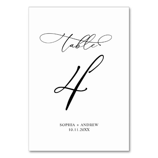 Elegant Moderne Calligrafie Tabel 4 Weddenschap Kaart (Achterkant)