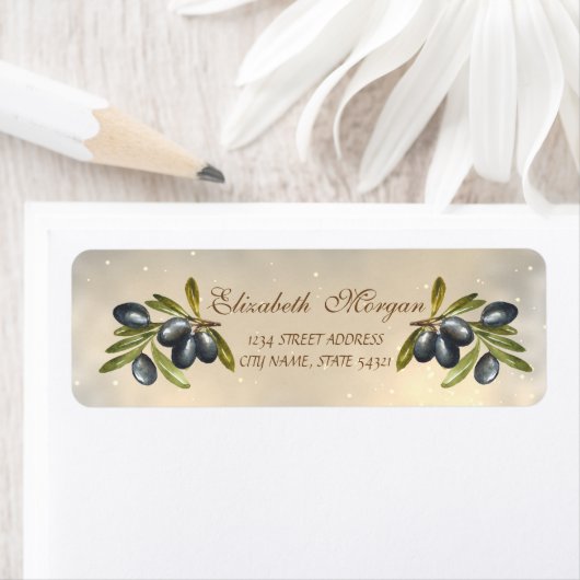 Elegant Moderne Chic Olive Branches Etiket (Insitu)