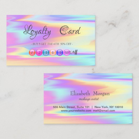 Elegant Moderne Colorful Holographic Loyalty Kaart (Voorkant / Achterkant)