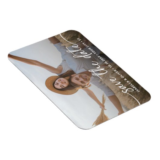 Elegant Moderne de Foto van het Manuscript sparen  Magneet (Rechterzijde)