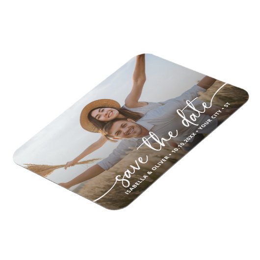 Elegant Moderne de Foto van het Manuscript sparen  Magneet (Linkerzijde)