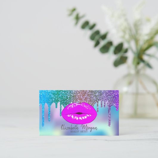 Elegant Moderne Drivers Holographic Lips Makeup Visitekaartje (Staand voorkant)