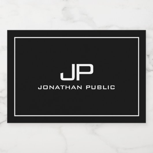 Elegant Moderne Eenvoudige Sjabloon Monogram Voedselcontainer Etiket (Enkel label)