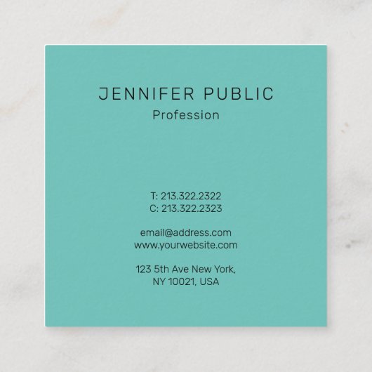 Elegant Moderne Eenvoudige Sjabloon Trendy Light B Vierkante Visitekaartje (Achterkant)