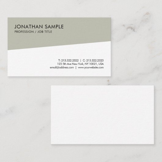Elegant moderne, eenvoudige Sjabloon Visitekaartje (Voorkant / Achterkant)
