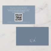 Elegant Moderne Eenvoudige Stusty Blue QR Code Informatiekaartje (Voorkant / Achterkant)