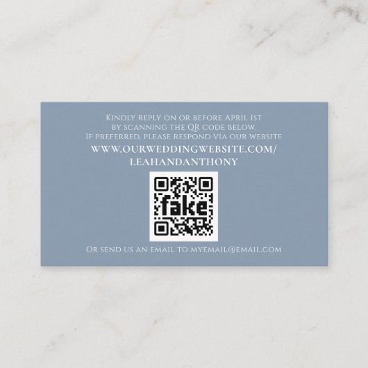Elegant Moderne Eenvoudige Stusty Blue QR Code Informatiekaartje (Voorkant)