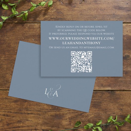 Elegant Moderne Eenvoudige Stusty Blue QR Code Web Informatiekaartje