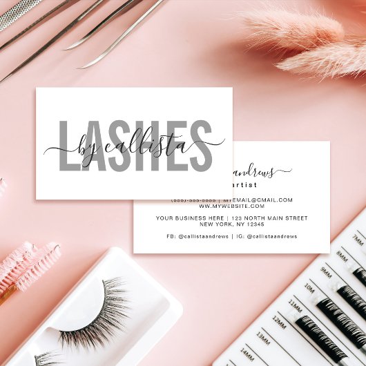 Elegant Moderne Eenvoudige Typografie Lashes Visitekaartje