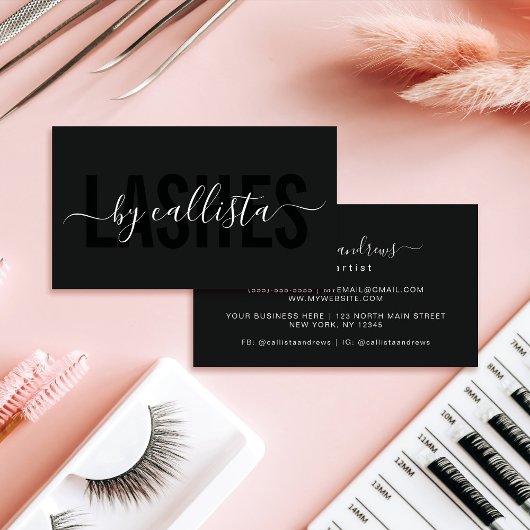 Elegant Moderne Eenvoudige Typografie Lashes Visitekaartje