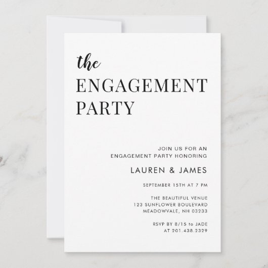 Elegant Moderne Engagement Party Kaart (Voorkant)
