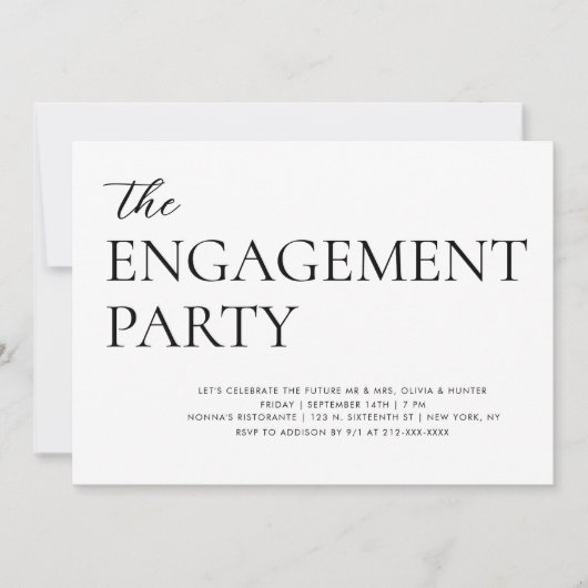Elegant Moderne Engagement Party Kaart (Voorkant)