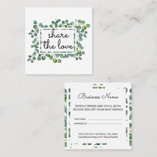 Elegant Moderne Eucalyptus Een vriend raadplegen Aanbevelingskaartje (Voorkant / Achterkant)