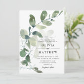Elegant Moderne Eucalyptus Waterverf Weddenschap Kaart (Staand voorkant)