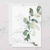 Elegant Moderne Eucalyptus Waterverf Weddenschap Kaart (Achterkant)