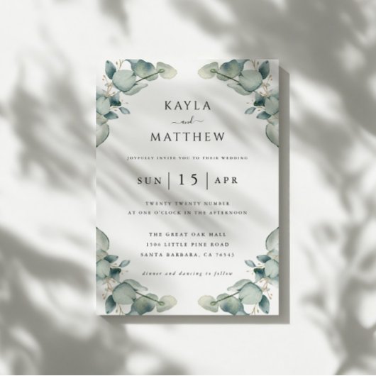 Elegant Moderne Eucalyptus Weddenschap Kaart