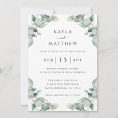Elegant Moderne Eucalyptus Weddenschap Kaart (Voorkant)