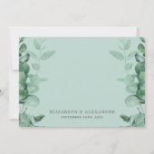 Elegant moderne eucalyptusbruinhuwfoto save the date (Achterkant)