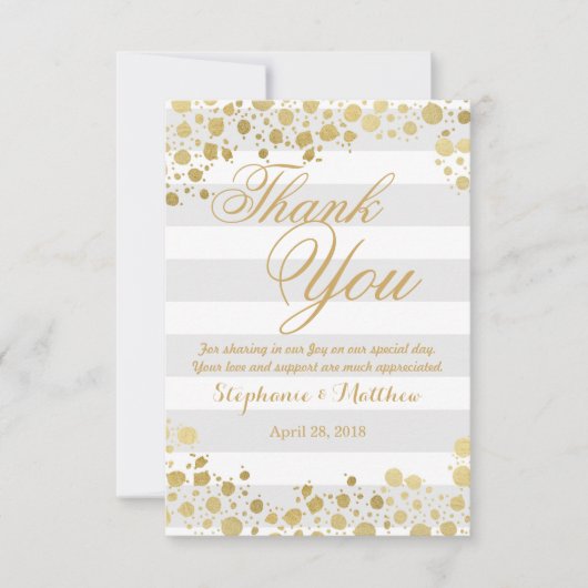 Elegant moderne Faux Gold-Spletters en stripes Bedankkaart (Voorkant)