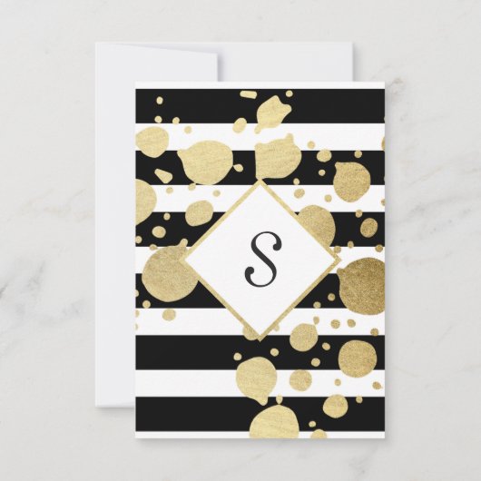 Elegant moderne Faux Gold-Spletters en stripes Bedankkaart (Achterkant)