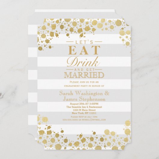 Elegant moderne Faux Gold-Spletters en stripes Kaart (Voorkant / Achterkant)