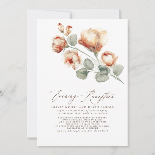 Elegant Moderne Floral Herfst Evening Reception Kaart (Voorkant)