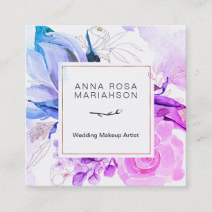 *~* Elegant Moderne Floral Vibrant Waterverf Vierkante Visitekaartje