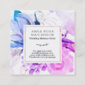 *~* Elegant Moderne Floral Vibrant Waterverf Vierkante Visitekaartje (Achterkant)