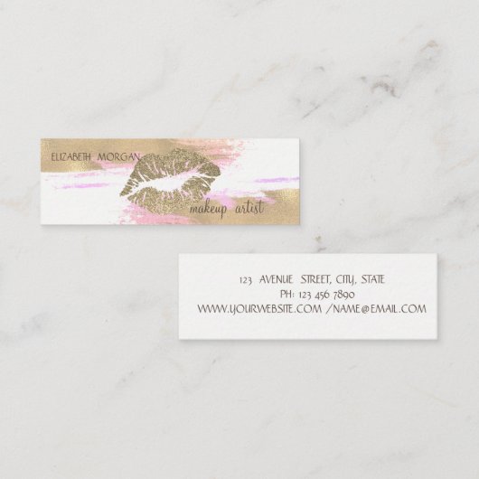 Elegant Moderne Folie penseel Slag, Glitter Lips Mini Visitekaartje (Voorkant / Achterkant)