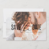 Elegant moderne foto van zwart-wit en goud, waarop save the date (Voorkant)