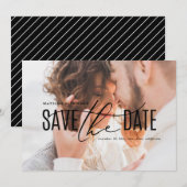 Elegant moderne foto van zwart-wit en goud, waarop save the date (Voorkant / Achterkant)